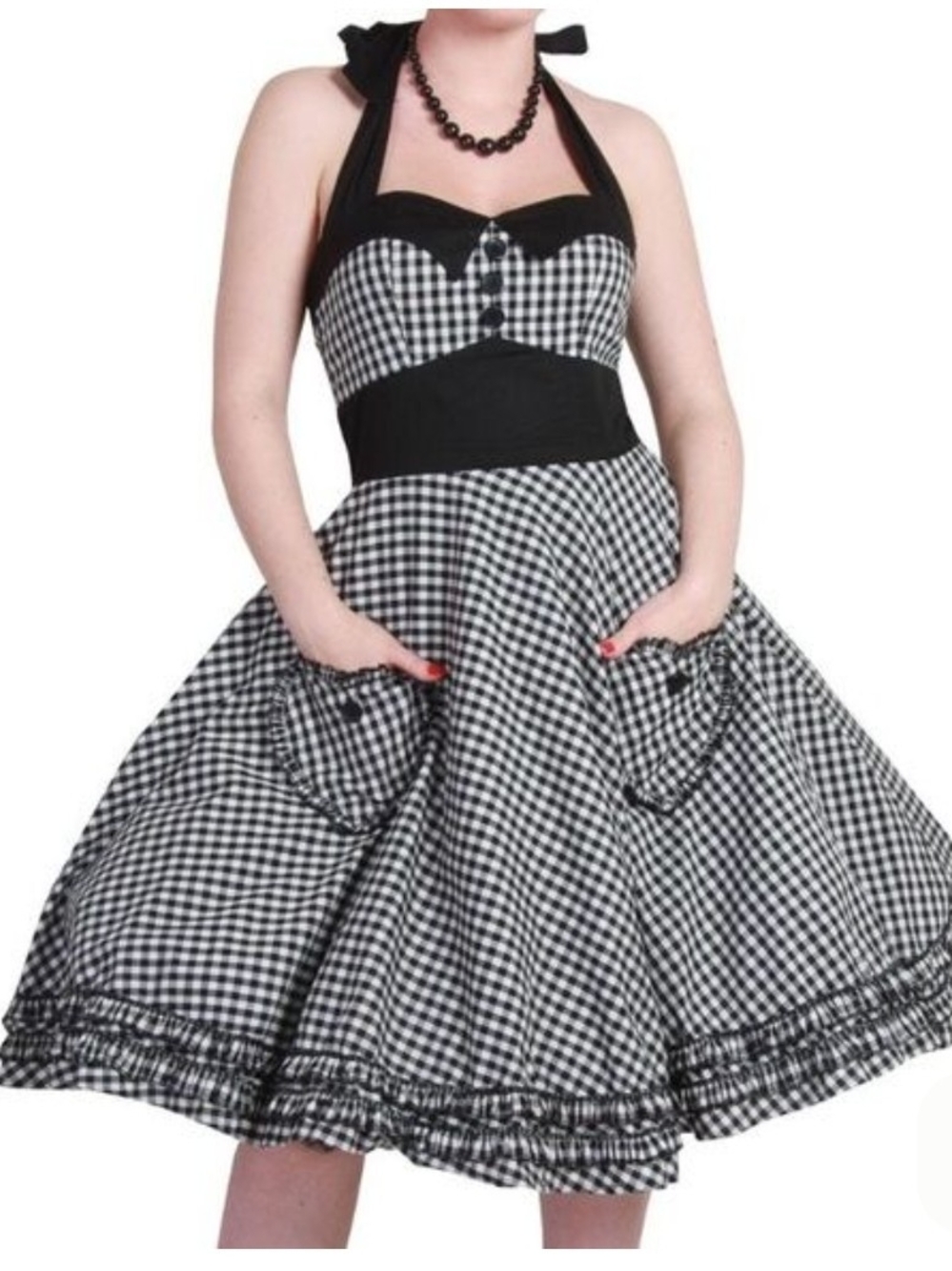 Hell Bunny Black & White Gingham Swing Dress